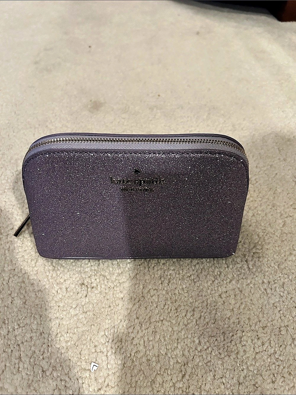 kate spade new york K9263 Glitter Cosmetic Pouch in Purple NWT